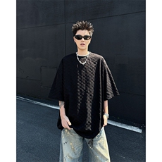 8XL-M特大码短袖男夏季港风棋盘格子T恤冰丝半截五分袖DX323P35，男装T恤，电商D206-1