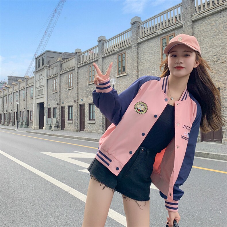 182-8515-P125-K178复古撞色棒球服外套，女装短外套，浙宝182A