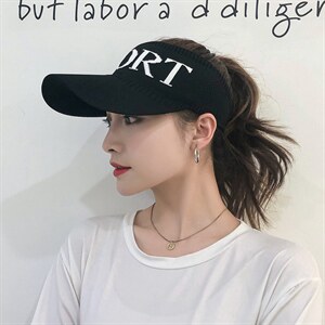新款女韩版春夏简约百搭字母帽子户外运动休闲遮阳空顶帽图片
