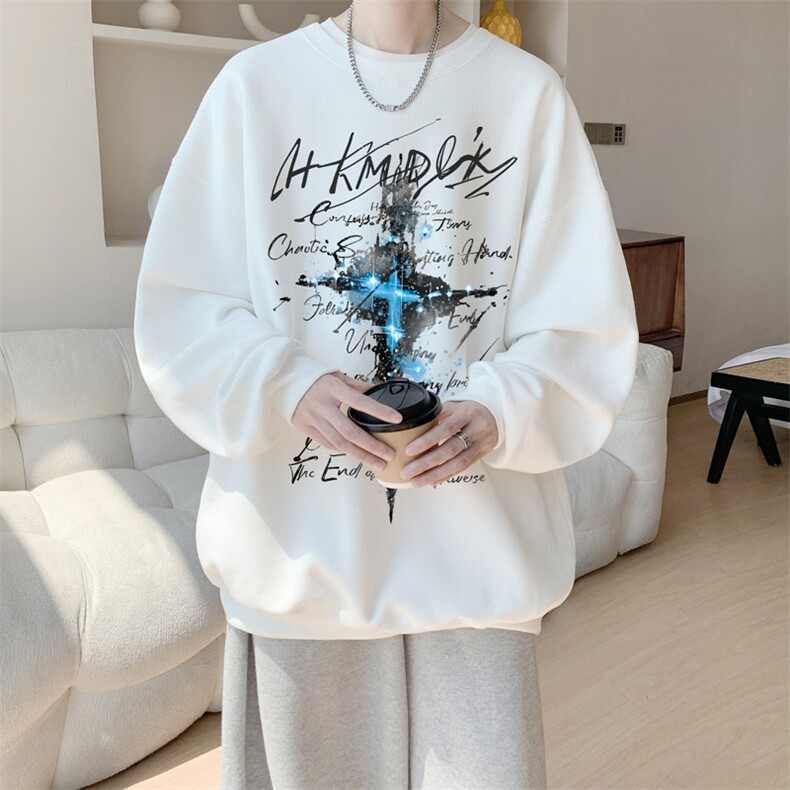 已注册/华棉内景春秋重磅宽松圆领卫衣男百搭WY00639/P35加绒P45图片