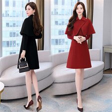 2021冬季羊绒呢料连衣裙，女装连衣裙，金典明美