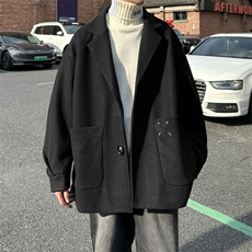 加绒加厚毛呢大衣西装外套潮504-F61-P75控118（加绒P85控128），男装毛呢大衣，星座504