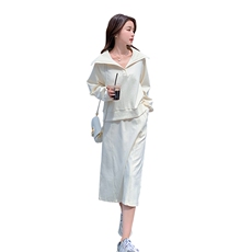 【新款现货】米白色休闲运动裙套装088-8815p145k198，女装套装/套裙，2C088