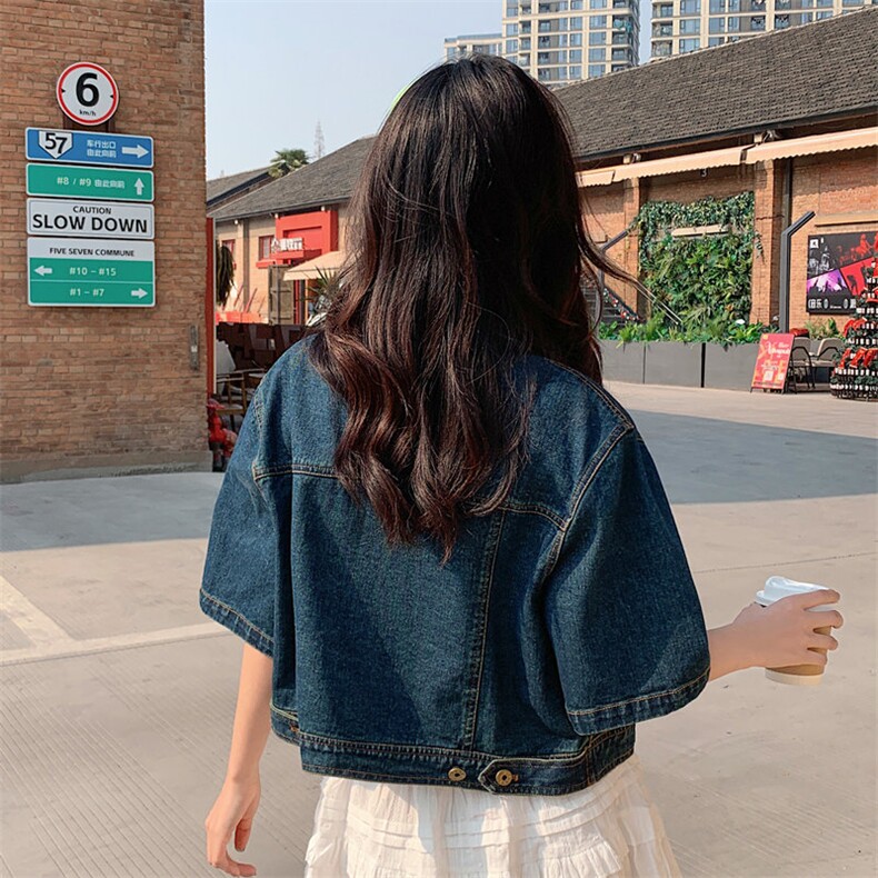 黑色牛仔工装风夏季女2025新款韩版复古宽松减龄半身裙,女装牛仔外套,微微衣阁
