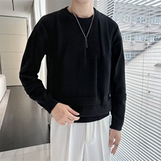 港风秋冬款男圆领套头毛衣条纹立体针织衫外套M570P55，男装针织衫/毛衣，星座1013-1