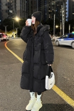 时尚潮流韩版宽松显瘦中长款连帽羽绒服女冬季新款外套，女装羽绒服，曼琳思菲