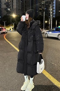 时尚潮流韩版宽松显瘦中长款连帽羽绒服女冬季新款外套图片