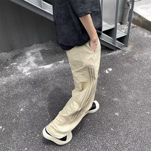 三条杠运动速干裤男女夏季薄款宽松bf慵懒风休闲直筒裤50066-P40图片
