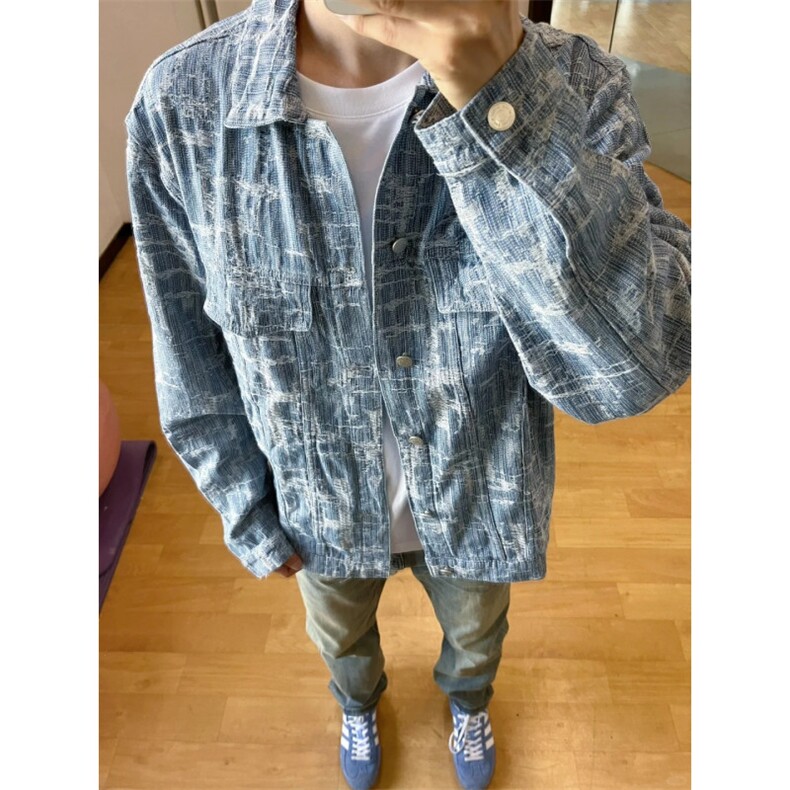 【有货】破坏线条牛仔外套男款潮牌高级感工装夹克TY861CC-特P70,男装夹克,星座1007（原301D）