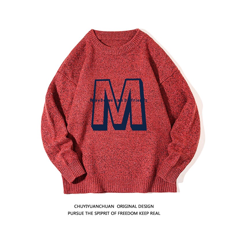 加厚加绒毛衣男大码毛线衣男针织衫M19260-P45加绒款-P65白底,男装针织衫/毛衣,电商A040A