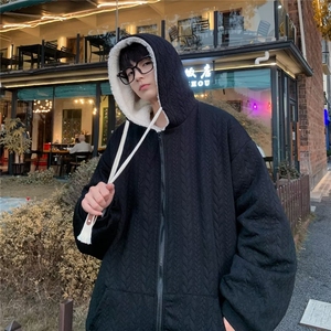 毛毛棉服连帽外套男冬装港风宽松潮牌棉衣潮流百搭棉袄W4291-P58图片