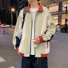 潮牌美式撞色拼接运动立领外套男宽松百搭夹克JK01571-P70，男装夹克，星座308B-2