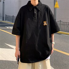 2023新款小熊刺绣POLO衫T恤翻领半袖情侣体恤男短袖T877-P32，男装T恤，星座512-2