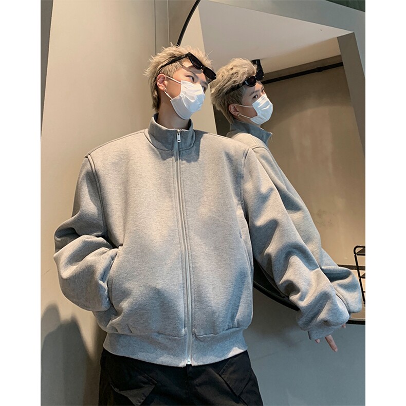 517A-8-W9291-P88秋季新款重磅50棉垫肩基础款开衫卫衣cleanfit,男装卫衣,星座517A-8（原B282）