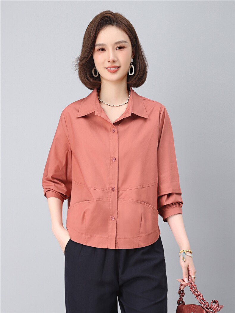 2025年秋季时尚休闲宽松型纯棉100%气质衬衣,女装衬衫,依恋蒂丝