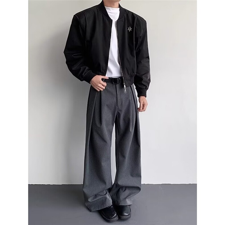 西装裤子男春季直筒宽松2025新款垂坠感阔腿裤休闲裤长裤CAX255,男装西服套装,星座516A