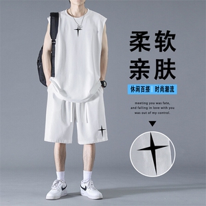 夏季背心套装冰丝速干短袖短裤休闲百搭潮流TZ86-特批68109图片
