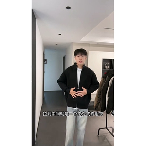 重磅秋冬北极绒双拉链毛衣开衫美式复古休闲慵懒风宽松针织衫外套图片