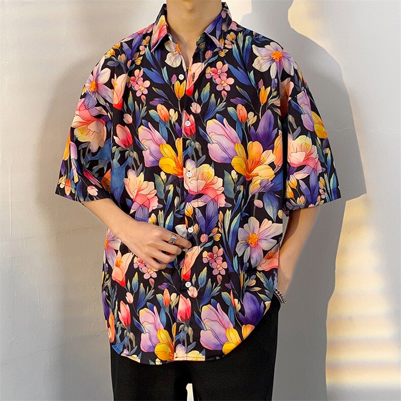 夏威夷风三亚泰旅游短袖花衬衫男海南岛休闲沙滩服CS5125特批25,男装T恤,电商A062