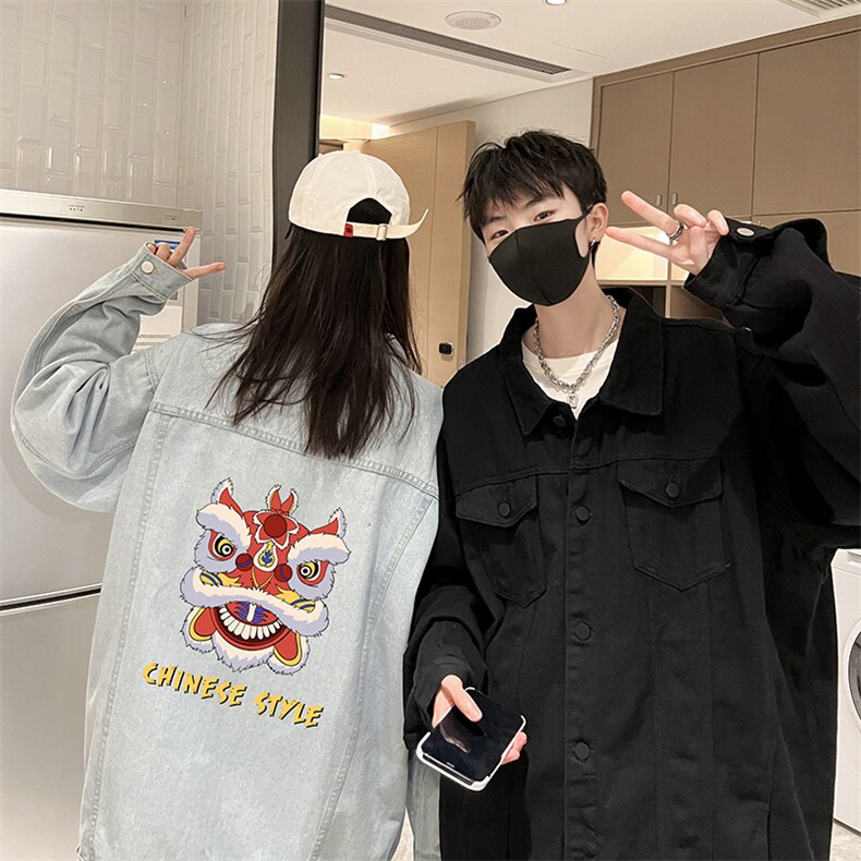 牛仔夹克男大码牛仔外套男茄克NJ77185-P60加绒款-P75,男装夹克,电商A040