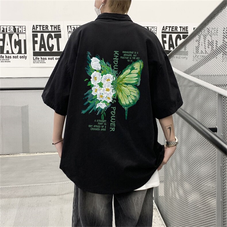电商DSA028-MDSP834夏季新款港风百搭潮流印花短袖衬衫男,男装T恤,电商A028