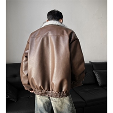 冬季荔枝皮狼王座山雕加厚棉服情侣男装PU皮棉衣外套S538-特118，男装棉衣，电商A233-1