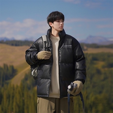 港风潮牌新款亮皮防水立领棉服潮流保暖棉衣M083S-P100控139，男装棉衣，星座717