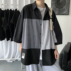 衬衫男短袖韩版潮流宽松外穿衬衣潮牌百搭休闲上衣A161-CT505-P45，男装衬衫，电商A161-2