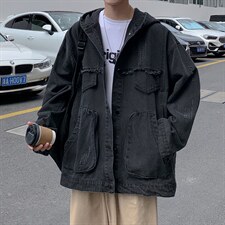 秋季2023新款牛仔外套男士港风春秋休闲痞帅连帽夹克JK8852-p65,男装夹克,星座1008-2