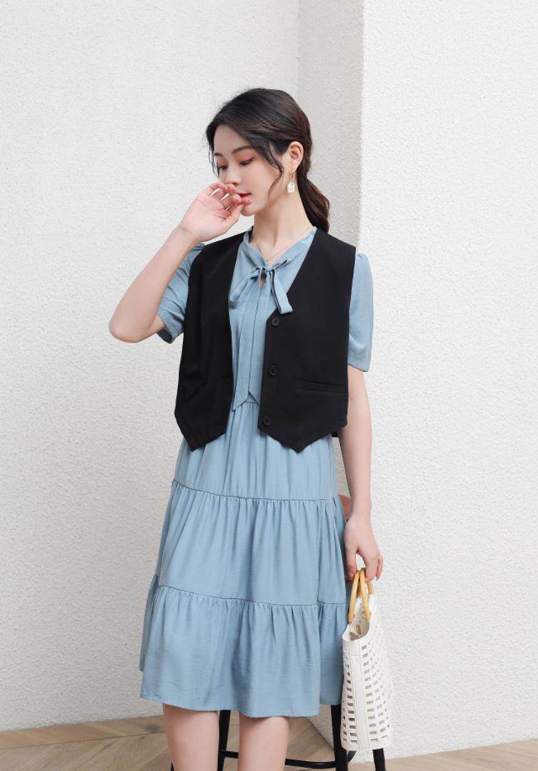 夏季新款韩版两件套连衣裙，女装连衣裙，裳之恋语