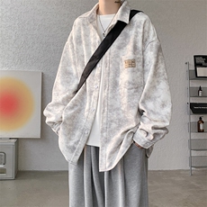 8XL-M秋冬款加绒加厚衬衫男做旧脏脏保暖外套大码衬衣CS29002P65，男装衬衫，电商B312