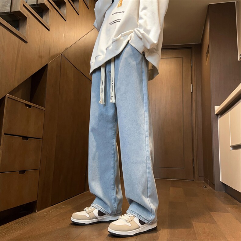 加绒加厚牛仔裤男士冬季新款宽松直筒阔腿裤子XZ212-QK8018-P50,男装牛仔裤,星座212