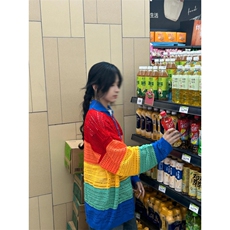 【有货】彩虹针织开衫卫衣男女款镂空防晒多巴胺外套K80CC-特P48，男装防晒衣，星座1007（原301D）