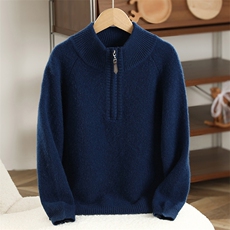 2025时尚百搭通勤简约休闲半高领拉链儿童羊毛衫，童装儿童羊毛衫，冰晶童装