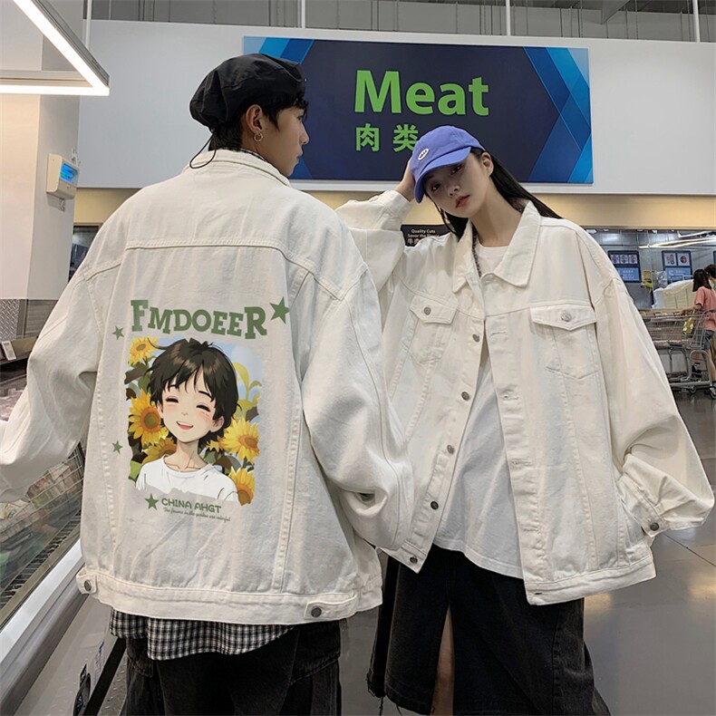 秋季港风大码不一样情侣学生印花牛仔外套男JK561-P65控价88,男装夹克,星座912-1（原星座914-5）