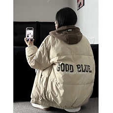 1506/MY106/P78宽松面包服加厚连帽假两件棉衣外套情侣棉服男4，男装棉衣，星座1506