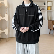华棉内景秋冬新款宽松polo领卫衣男潮港风大码WY00666/P50加绒P55，男装卫衣，电商B316