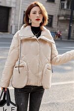 深水步2020冬装新款时尚面包领小个子短款羽绒服，女装羽绒服，深水步