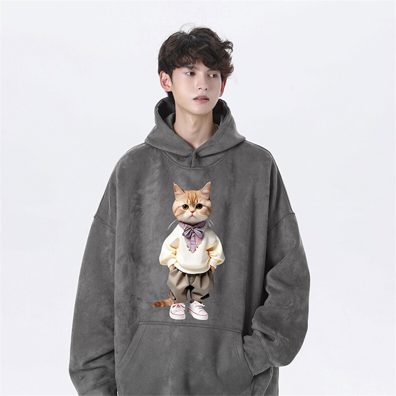 2025秋季新款日系猫咪印花麂皮绒宽松连帽卫衣wljp4048-特p45控79,男装卫衣,星座605(原A050)