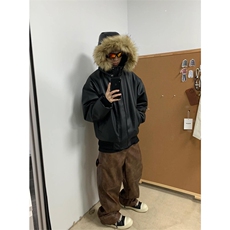 网图有货复古百搭保暖可脱卸毛领皮棉衣夹克外套男A145-P115，男装夹克，星座1505