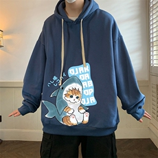 纯棉连帽卫衣男大码运动帽衫宽松薄WY2217-P35加绒款-P40，男装卫衣，电商A040