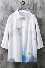 1日系休闲大码M-5XL潮流风短袖衬衫男灰墙风QCS7250P45控68，男装T恤，星座226-2