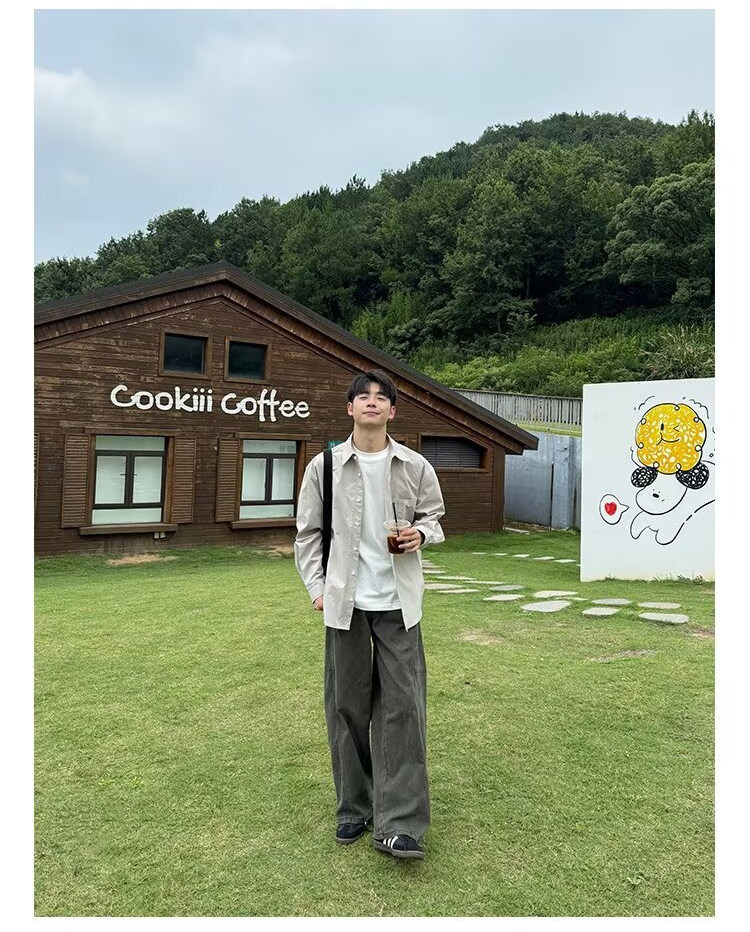 GS6179P45日系港风宽松长袖衬衫美式复古简约春款长袖衬衣男,男装衬衫,星座1108-5