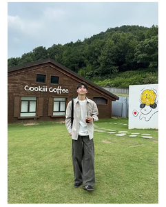 GS6179P45日系港风宽松长袖衬衫美式复古简约春款长袖衬衣男图片