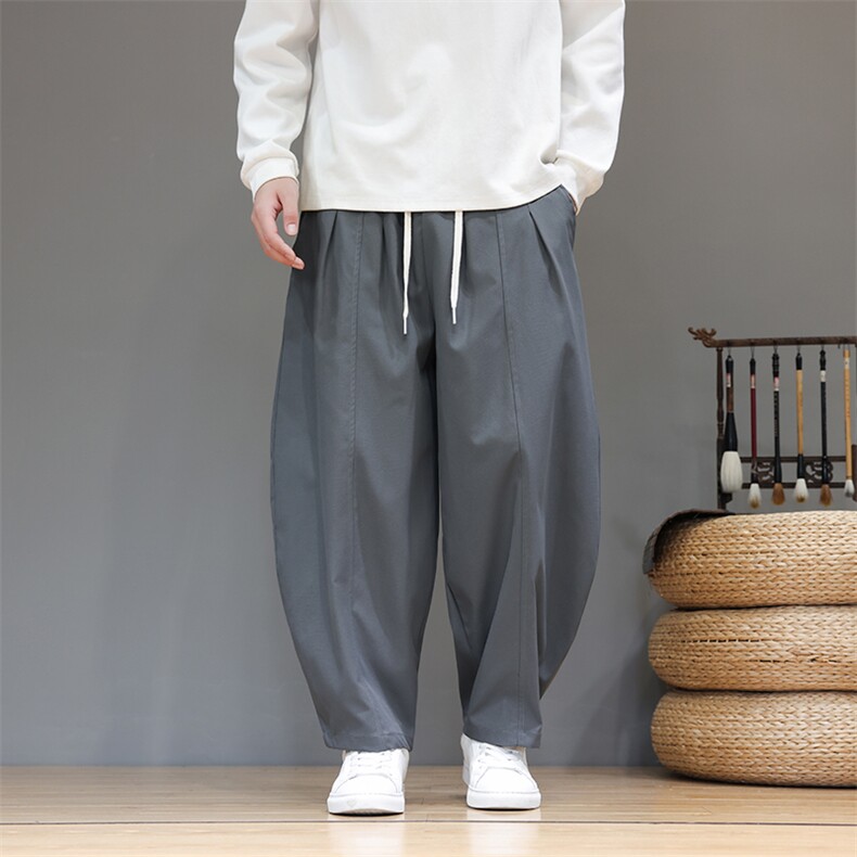 风冬季新款休闲裤男款宽松哈伦裤长裤日系XZ221-6-K32-P55，男装休闲裤，星座221-6