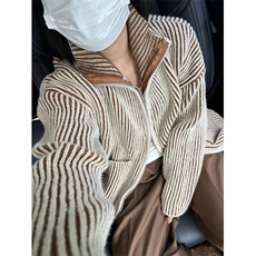 慵懒风宽松拉链开衫毛衣秋季时尚设计感独特别致复古上衣M596，男装针织衫/毛衣，星座1116A（原606A-3）