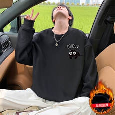 W561加绒P45卫衣圆领长袖打底衫套头宽松无帽外套卡通印花，男装卫衣，星座304A-1