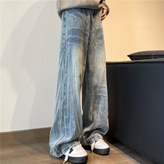 春秋季美式高街vibe蓝色牛仔裤男女潮cleanfit显瘦牛仔裤N145/P50，男装牛仔裤，星座506