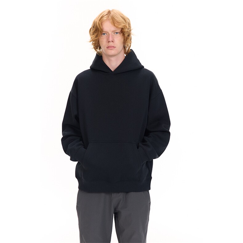 跨境版无帽绳二开秋冬重磅曼巴棉美式宽松纯色连帽卫衣外套DWS66，男装卫衣，电商A486