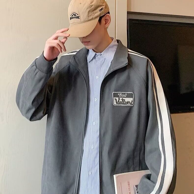 翻领夹克男士春秋年新款宽松拼接外套休闲上衣服男HH7006P48,男装夹克,星座1013-5